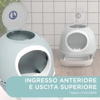 Lettiera per Gatti Chiusa con Vassoio Estraibile, 2 Ingressi e Paletta, 47x55x44 cm, Azzurro