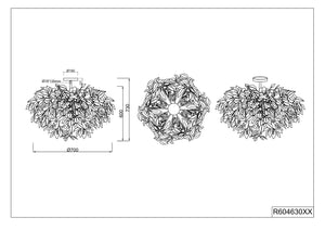 Plafoniera, metallo e plastica, verde effetto naturale, D 70 cm, Leavy