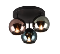 Plafoniera 3 vetri, metallo, nero e multicolor effetto fumé, D 33 cm, Sheldon