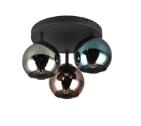 Plafoniera 3 vetri, metallo, nero e multicolor effetto fumé, D 33 cm, Sheldon