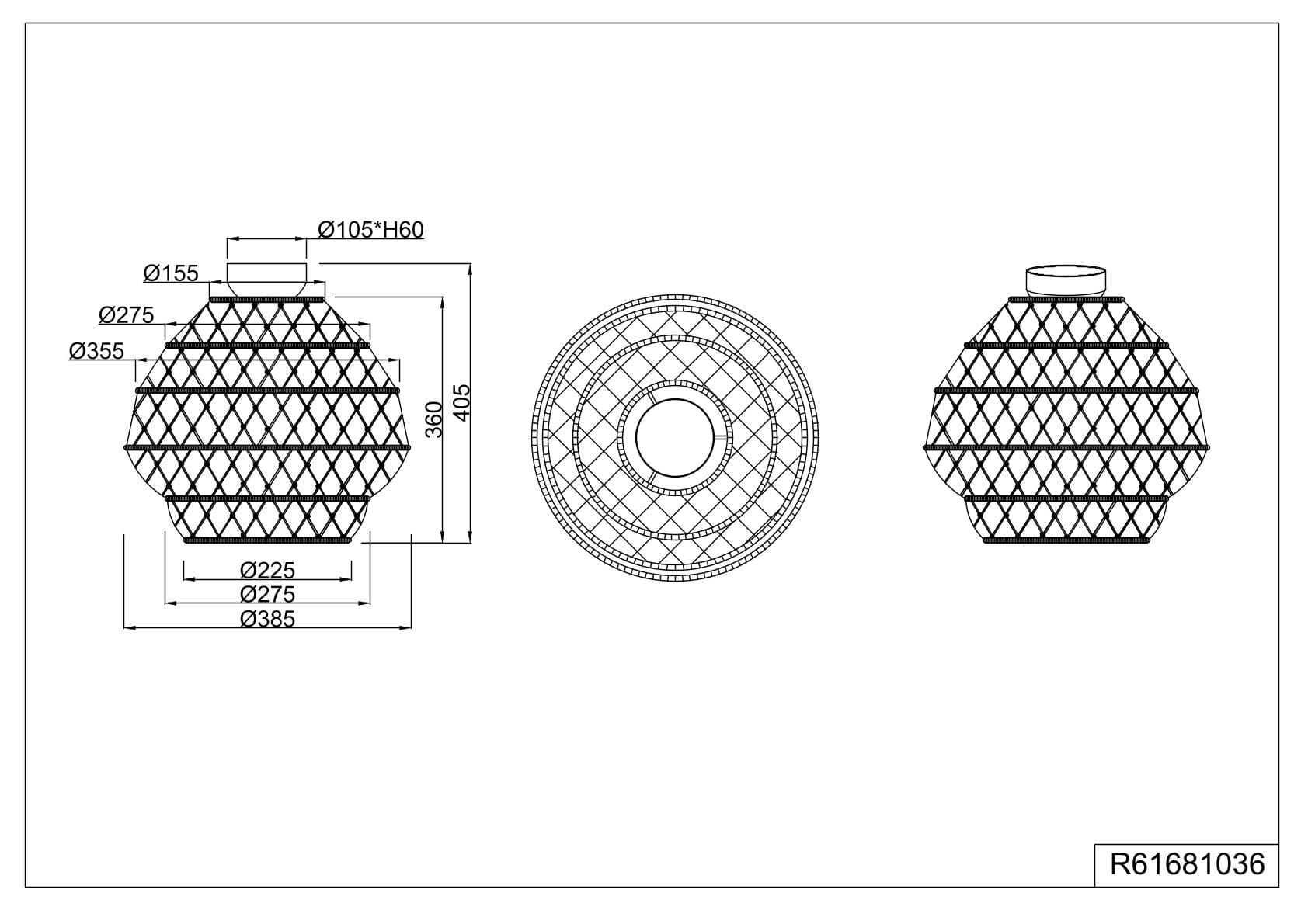 Plafoniera, canapa e metallo, naturale e nero, D 39 cm, Hive