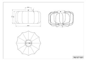 Plafoniera, tessuto e metallo, bianco e nero, D 40 cm, Madeline