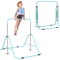 Outsunny Barra Fissa per Ginnastica per Bambini, Pieghevole, Altezza Regolabile da 88 a 128 cm, Verde