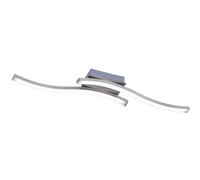 Plafoniera LED 2 luci, metallo, nichel opaco, 56x7x9 cm, Route