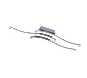 Plafoniera LED 3 luci, metallo, nichel opaco, 56x7x12 cm, Route