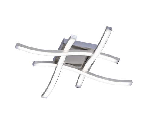 Plafoniera LED 4 luci, metallo, nichel opaco, 46x7x46 cm, Route