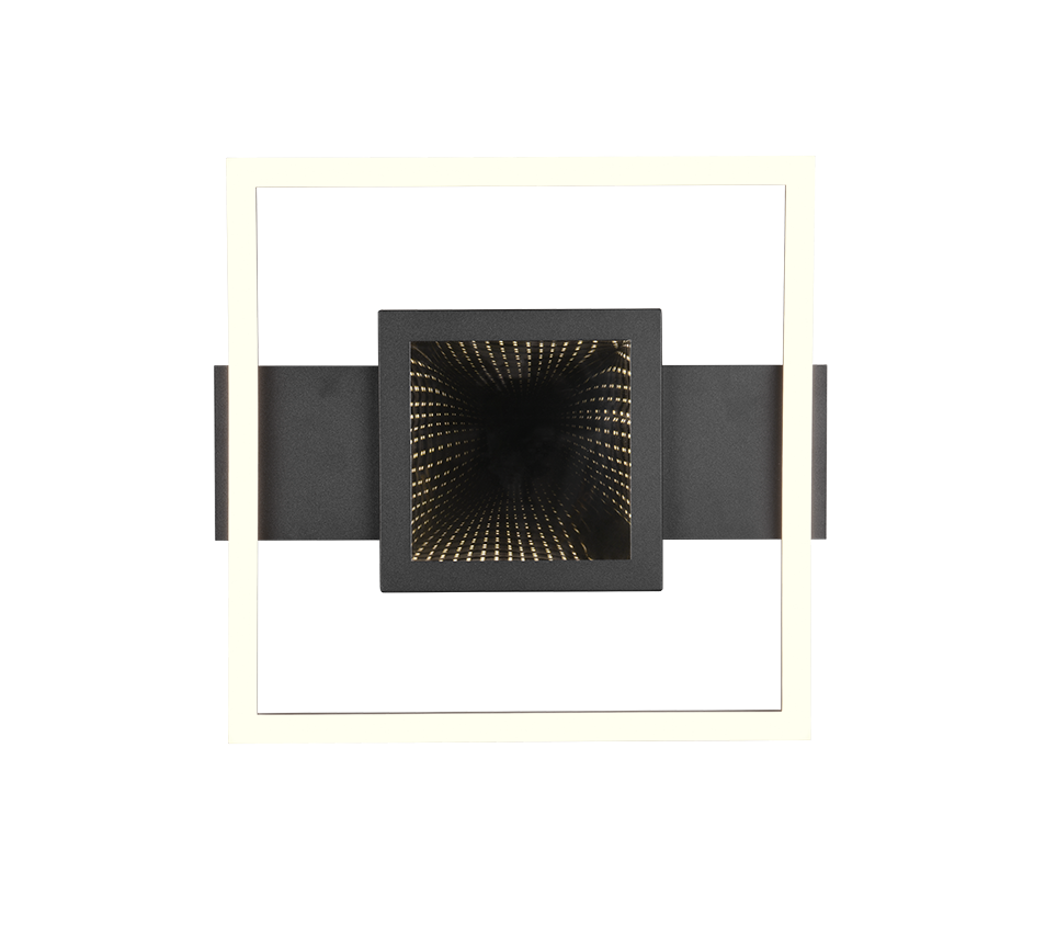 Plafoniera LED quadrata, metallo, nero, 35x35 cm, Wheeler