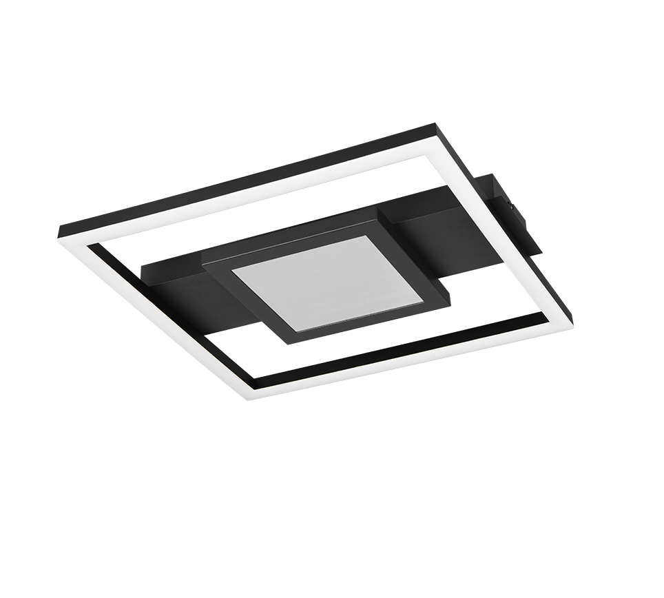 Plafoniera LED quadrata, metallo, nero, 35x35 cm, Wheeler