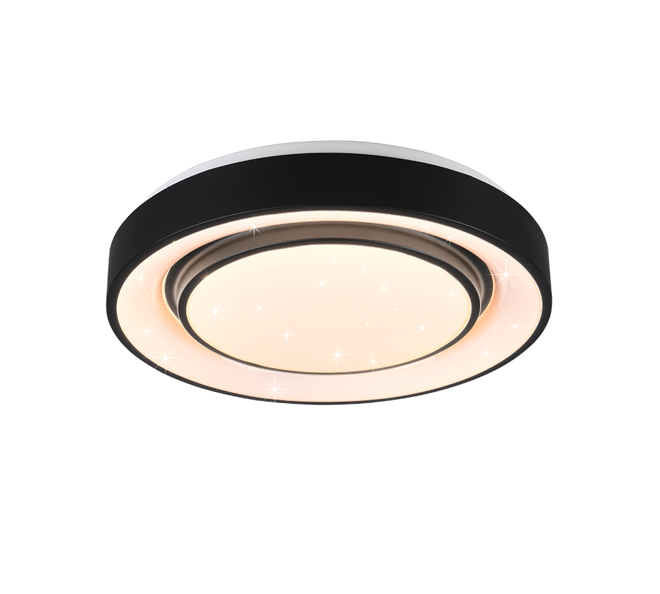 Plafoniera LED effetto cielo stellato, bordo nero, D 38 cm, Mona