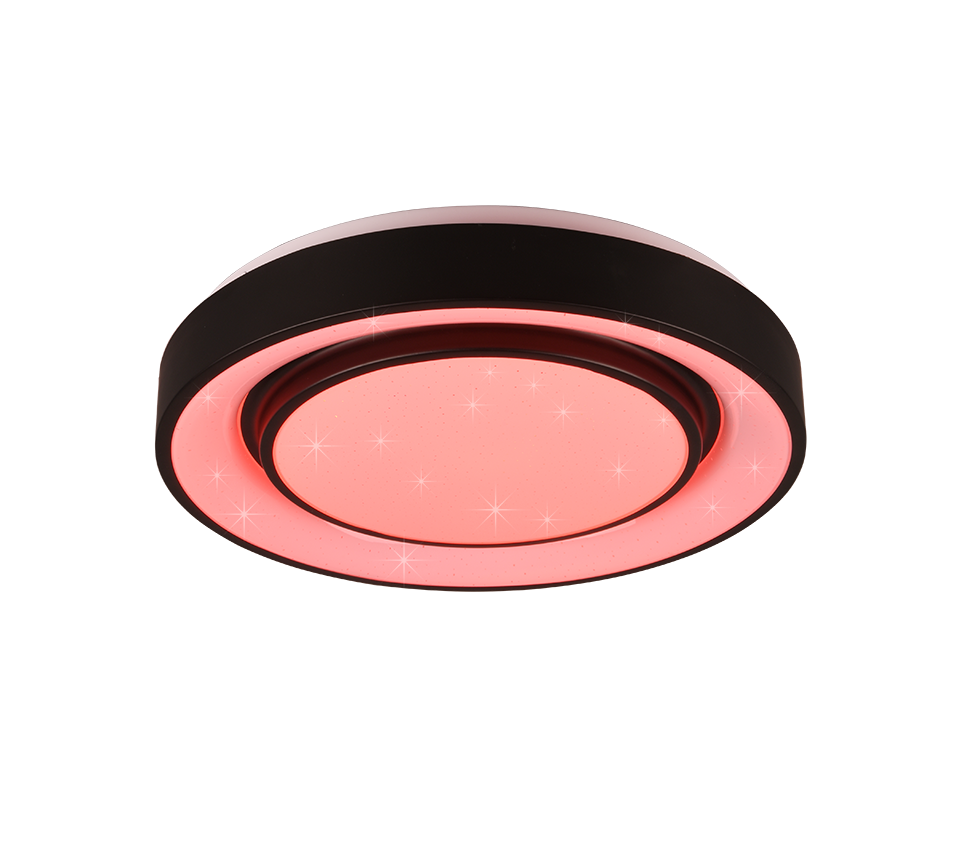 Plafoniera LED effetto cielo stellato, bordo nero, D 38 cm, Mona