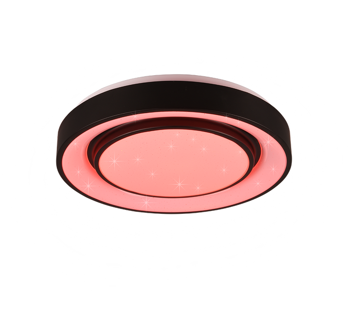 Plafoniera LED effetto cielo stellato, bordo nero, D 38 cm, Mona