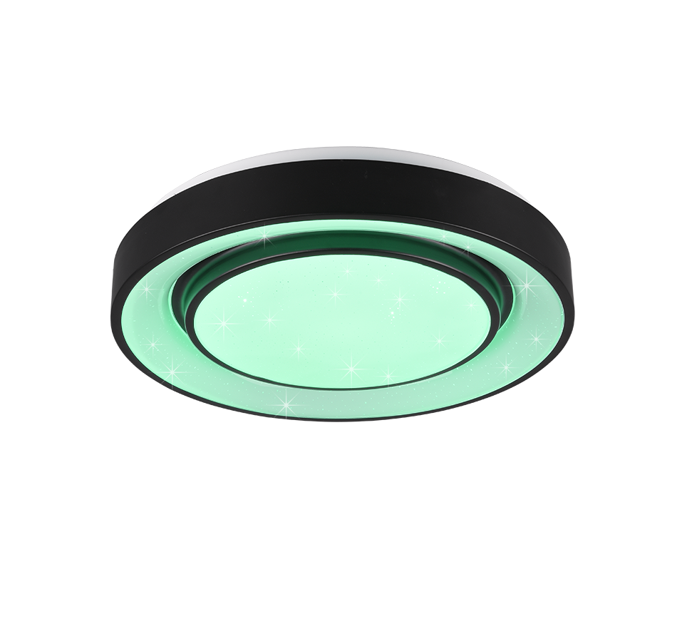 Plafoniera LED effetto cielo stellato, bordo nero, D 38 cm, Mona