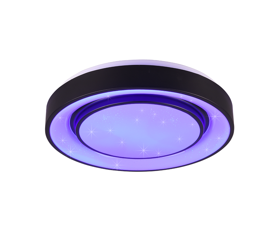 Plafoniera LED effetto cielo stellato, bordo nero, D 38 cm, Mona