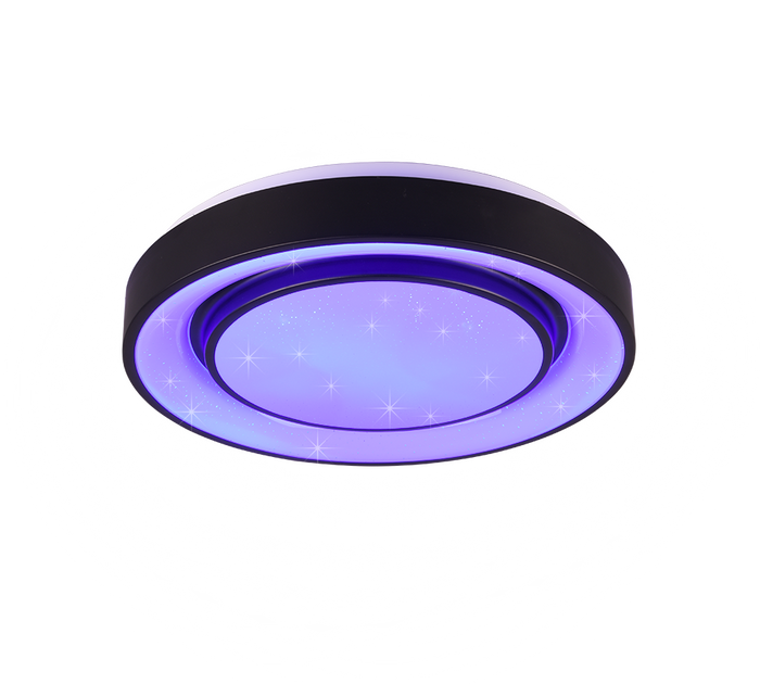 Plafoniera LED effetto cielo stellato, bordo nero, D 38 cm, Mona