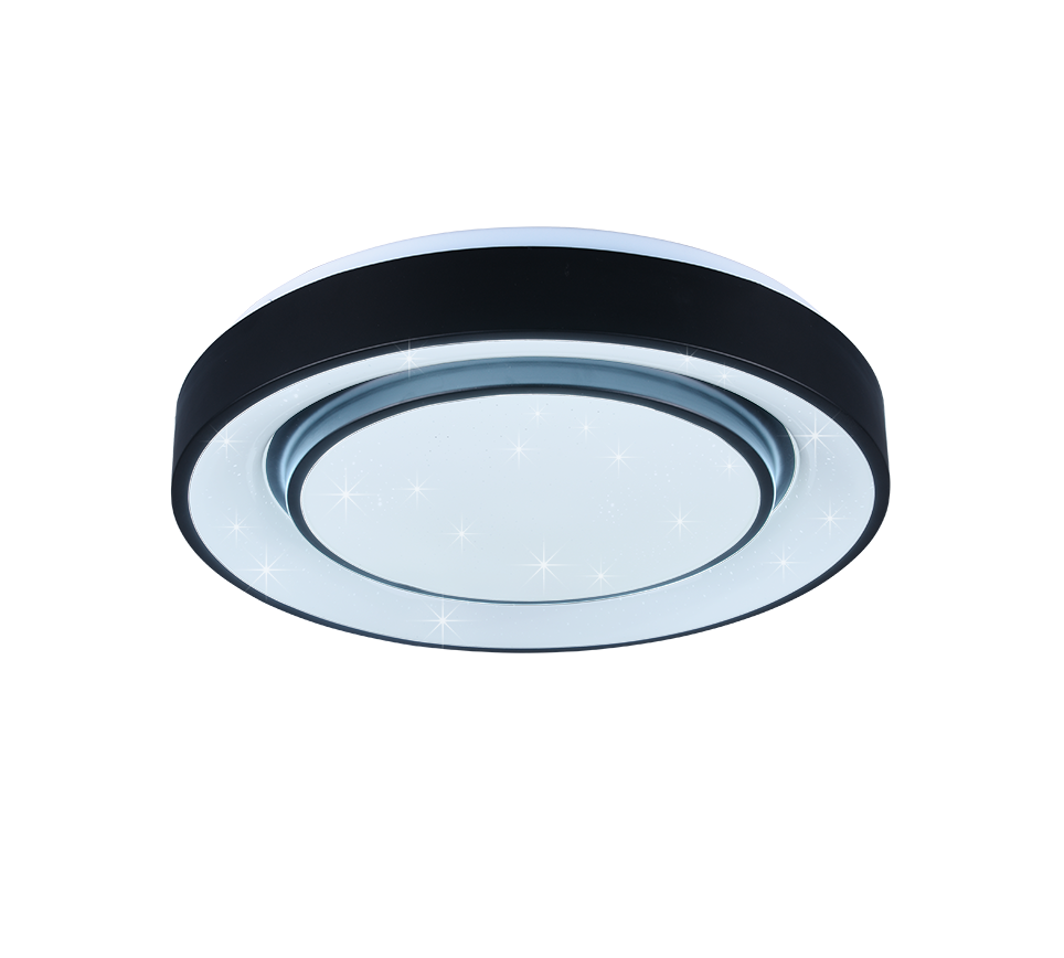 Plafoniera LED effetto cielo stellato, bordo nero, D 38 cm, Mona