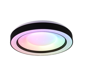 Plafoniera LED RGB effetto stelle, nero e cromo, 49x8 cm, Arco