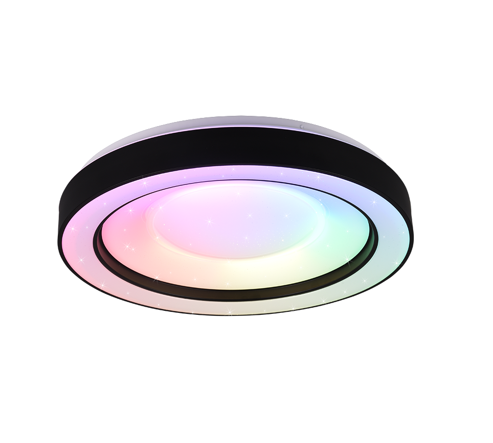 Plafoniera LED RGB effetto stelle, nero e cromo, 49x8 cm, Arco