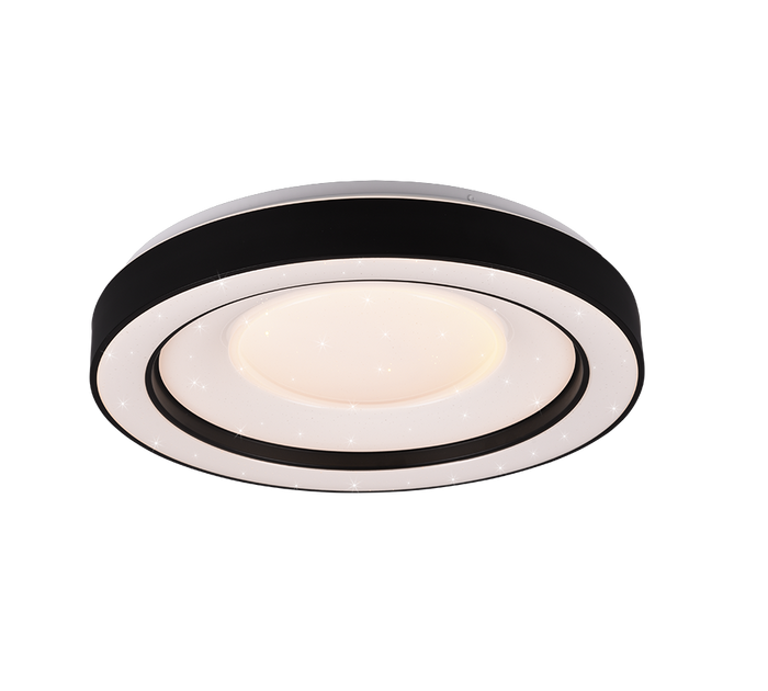 Plafoniera LED RGB effetto stelle, nero e cromo, 49x8 cm, Arco