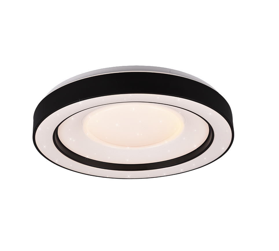 Plafoniera LED RGB effetto stelle, nero e cromo, 49x8 cm, Arco