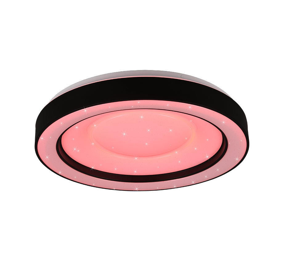 Plafoniera LED RGB effetto stelle, nero e cromo, 49x8 cm, Arco