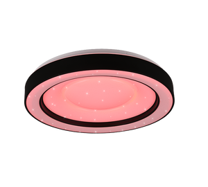Plafoniera LED RGB effetto stelle, nero e cromo, 49x8 cm, Arco