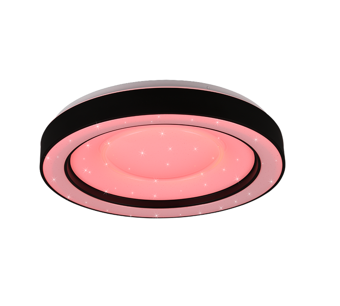 Plafoniera LED RGB effetto stelle, nero e cromo, 49x8 cm, Arco