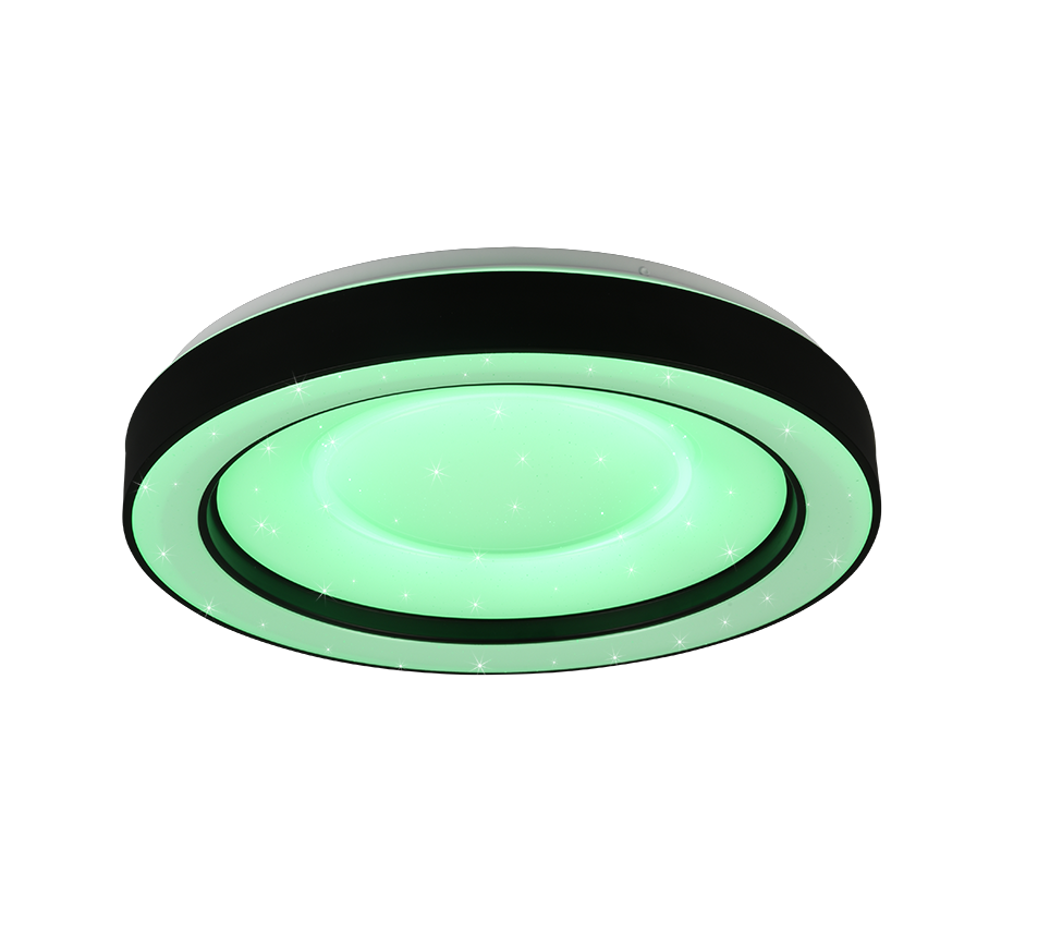 Plafoniera LED RGB effetto stelle, nero e cromo, 49x8 cm, Arco