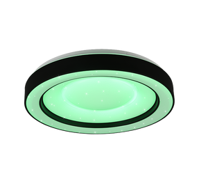 Plafoniera LED RGB effetto stelle, nero e cromo, 49x8 cm, Arco