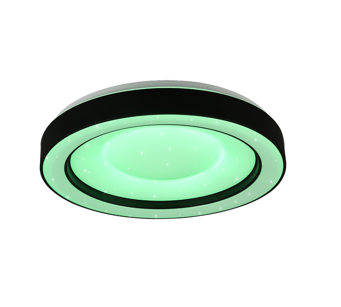 Plafoniera LED RGB effetto stelle, nero e cromo, 49x8 cm, Arco