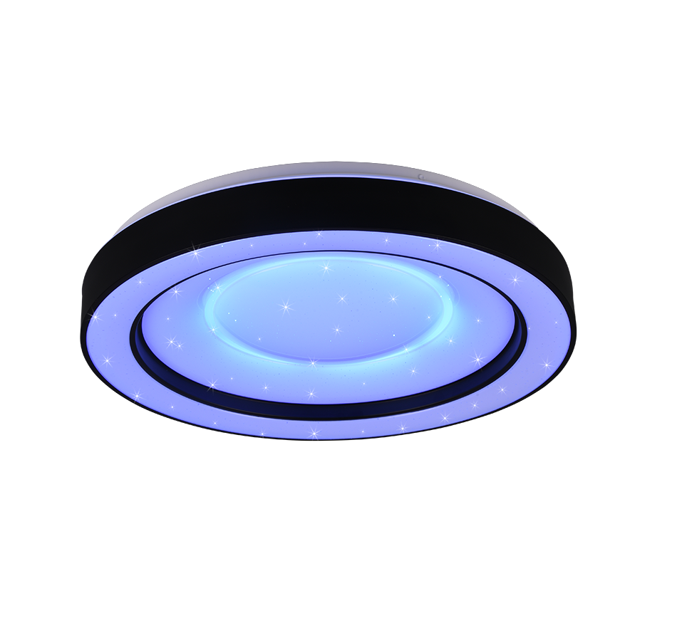 Plafoniera LED RGB effetto stelle, nero e cromo, 49x8 cm, Arco