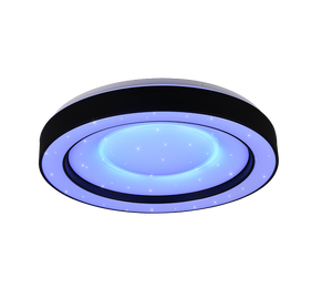 Plafoniera LED RGB effetto stelle, nero e cromo, 49x8 cm, Arco