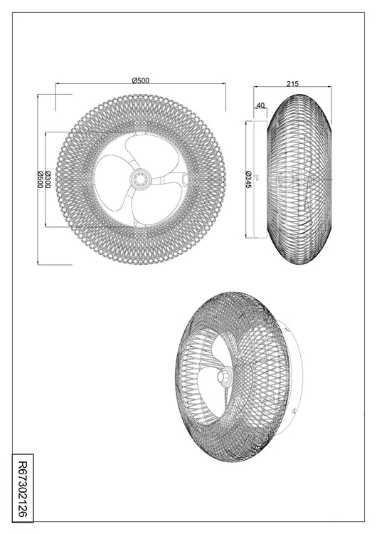 Plafoniera con Ventilatore estate/inverno, carta e metallo, D50 cm Lillesand
