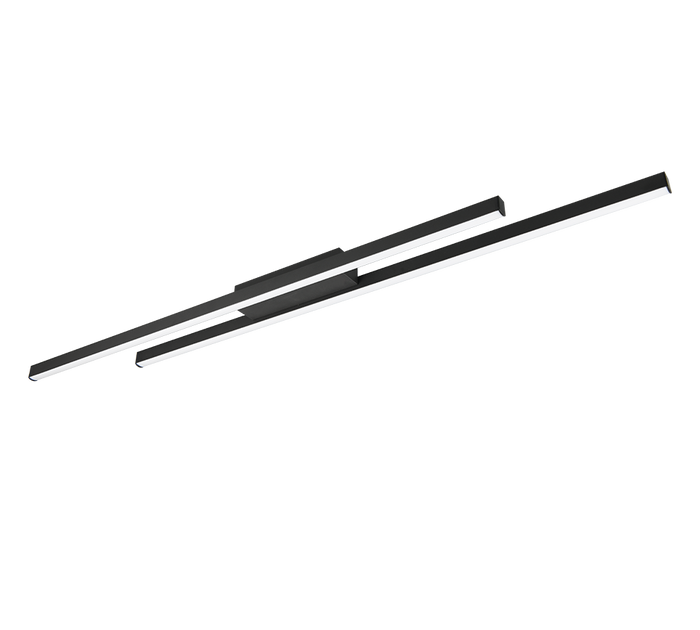 Plafoniera LED, metallo, nero opaco, 110x5x8,5 cm, Odio