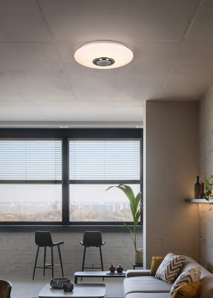 Plafoniera LED, plastica, bianco, 41x8,5x41 cm, Musica