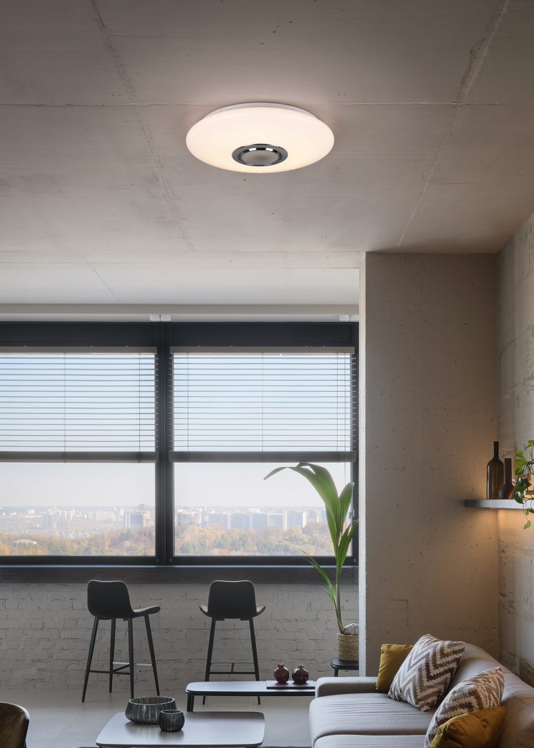 Plafoniera LED, plastica, bianco, 41x8,5x41 cm, Musica