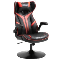 Sedia da Gaming, Sedia Ergonomica per Computer con Funzione Basculante, Sedia Girevole, Regolabile in Altezza, Acciaio, 67 x 75 x 106-112cm, Nero e Rosso