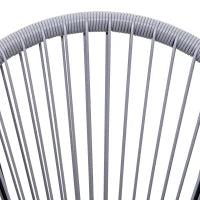 Set di 4 Sedie da Giardino Ovali in Rattan PE e Metallo in Stile Boho Chic, Grigio Chiaro