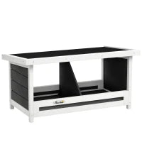 Nido per Galline a 2 Aree con Base Rialzata e Tetto, in Legno e Bitume, 66x37x34 cm, Grigio Bianco e Nero