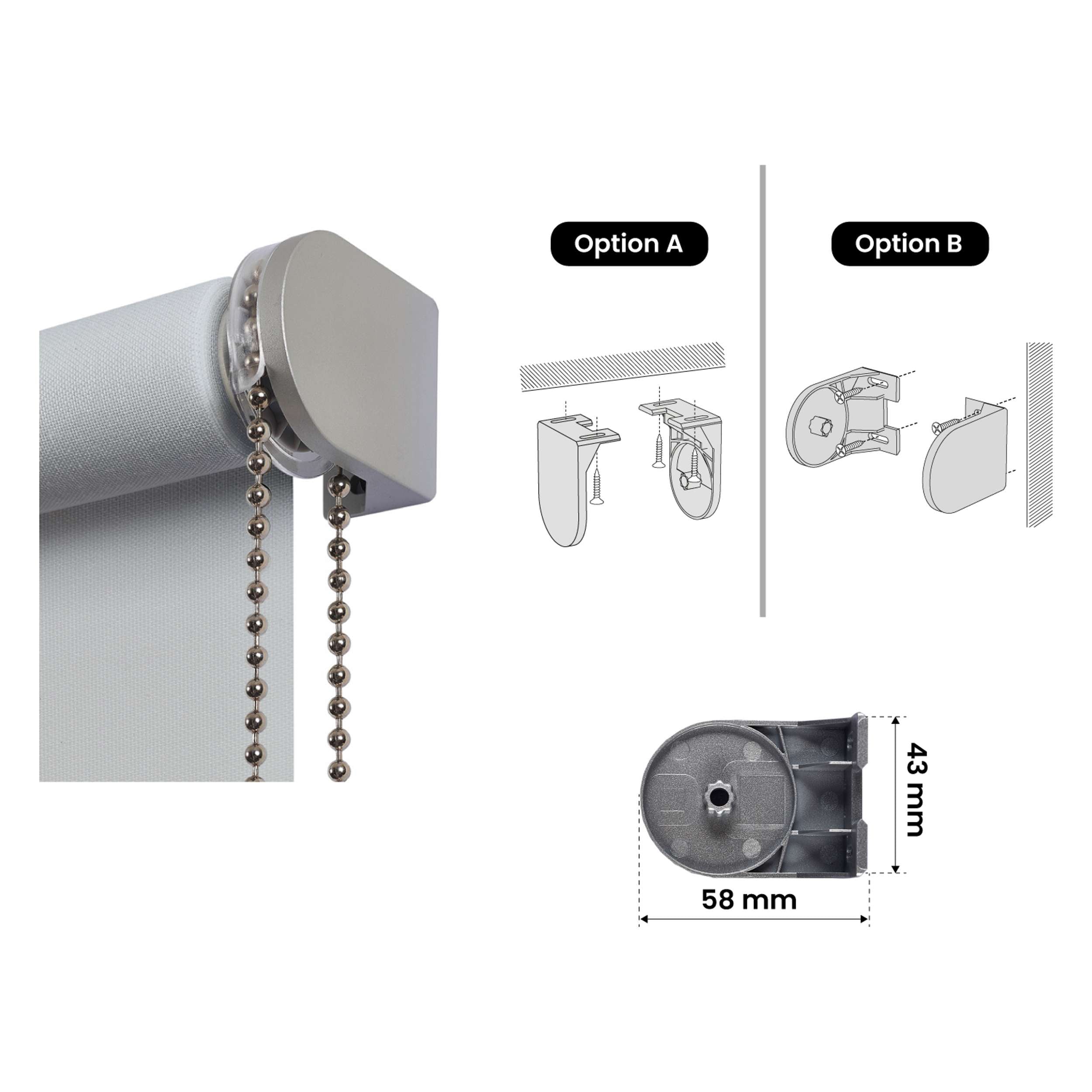 Tenda a rullo traslucida Premium con finitura metallizzata Grigio 180x250 cm