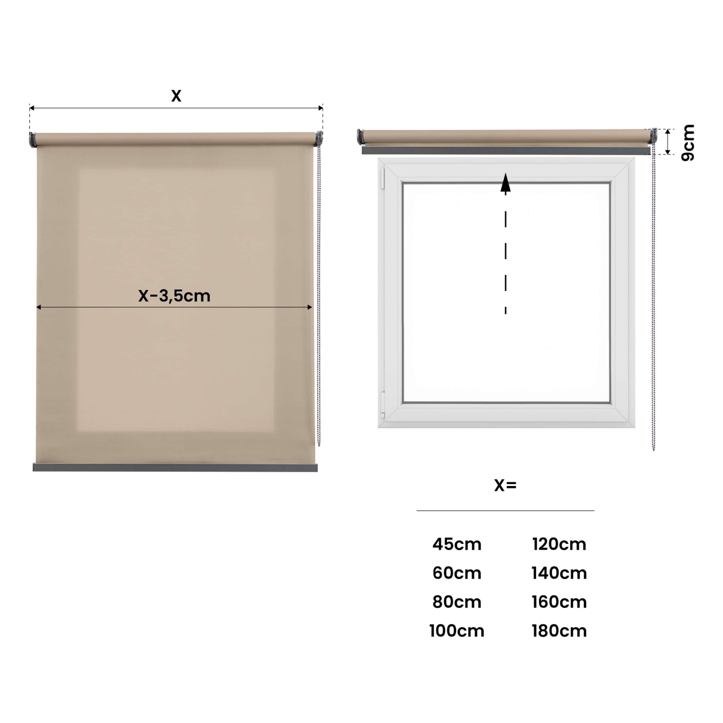 Tenda a rullo traslucida Premium con finitura metallizzata Beige 80x250 cm
