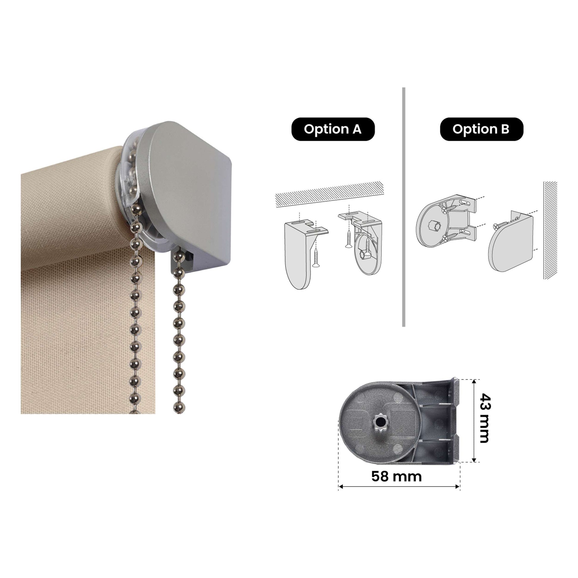 Tenda a rullo traslucida Premium con finitura metallizzata Beige 80x250 cm