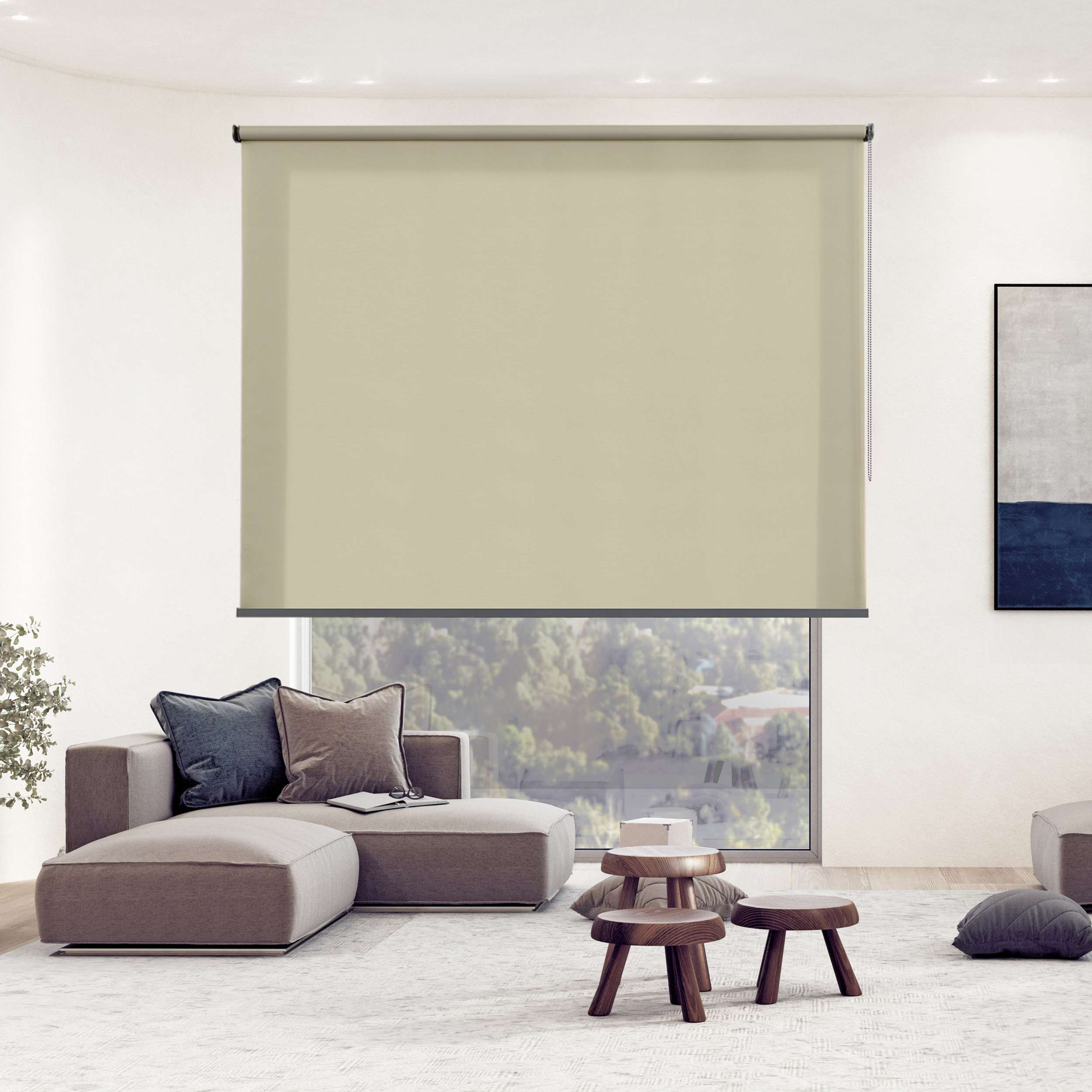 Tenda a rullo traslucida Premium con finitura metallizzata Ecru 140x250 cm