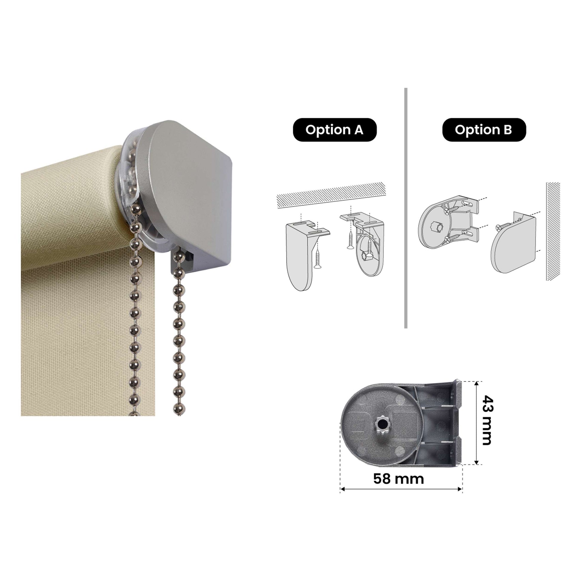Tenda a rullo traslucida Premium con finitura metallizzata Ecru 140x250 cm