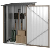 Casetta da Giardino Porta Attrezzi in Acciaio Galvanizzato e Porta, 100x103x160cm, Marrone