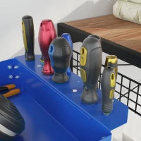 DURHAND Carrello porta attrezzi in acciaio con 3 ripiani su ruote, carico max. 150 kg, 83x35.3x76 cm, Blu