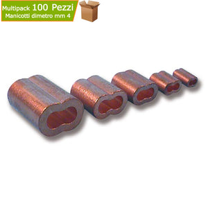 Manicotti in rame da mm 4 pezzi 100 per impiobature a crimpare cavi in acciaio