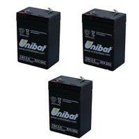 Multipack da 3 batterie al piombo 6 volt 4,5ah ricaricabili per lampade d'emergenza tampone