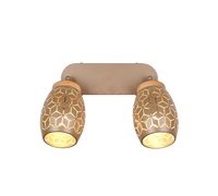 Barra 2 spots, metallo, caffè e legno, L 28 cm, Bidar