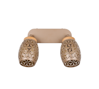 Barra 2 spots, metallo, caffè e legno, L 28 cm, Bidar