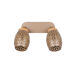 Barra 2 spots, metallo, caffè e legno, L 28 cm, Bidar